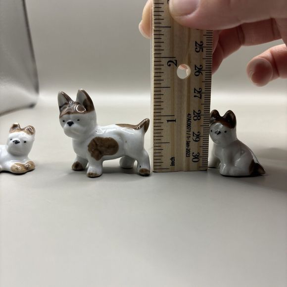 Set of 3 Vintage Mini Porcelain Figurines Frenchie French Bulldogs Made in JAPAN - Picture 6 of 6